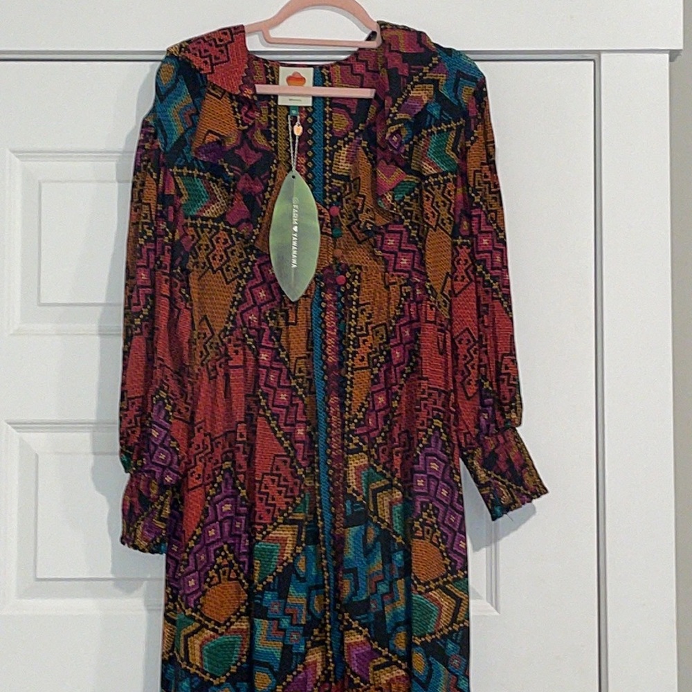 NWT Farm Rio Yawanawa Stripes Ankle Dress - Picture 12 of 15